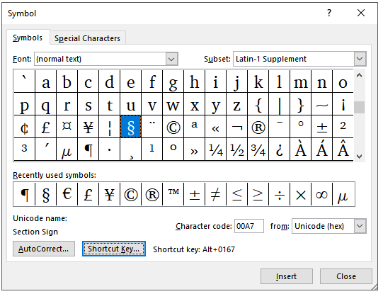 Legal Symbols In Word